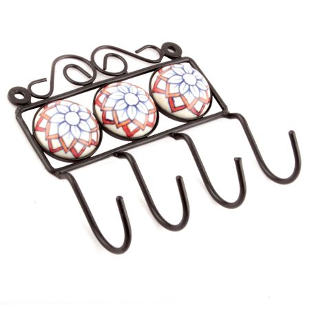 White Red Sunflower Tiles Hooks
